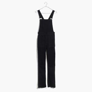Madewell skinny overalls black denim Size Medium Short inseam Raw Hem